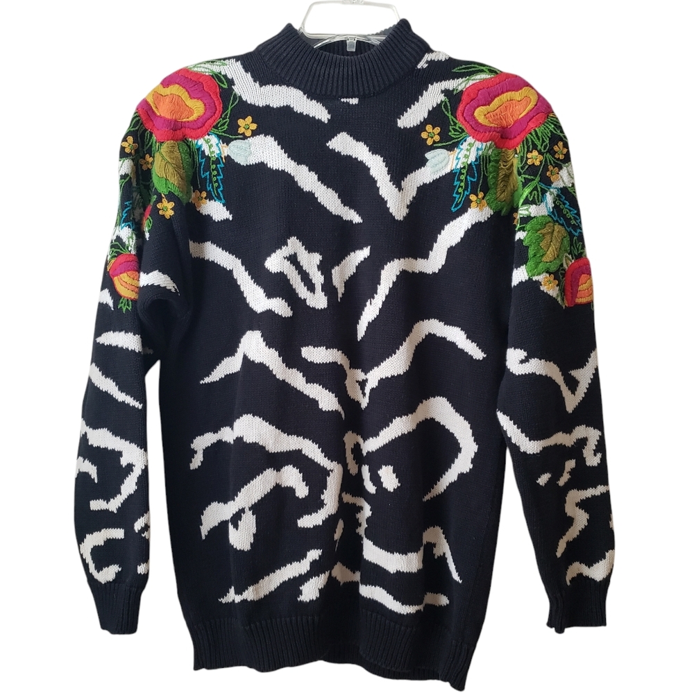 Vintage Outlander Floral and Animal Print Sweater